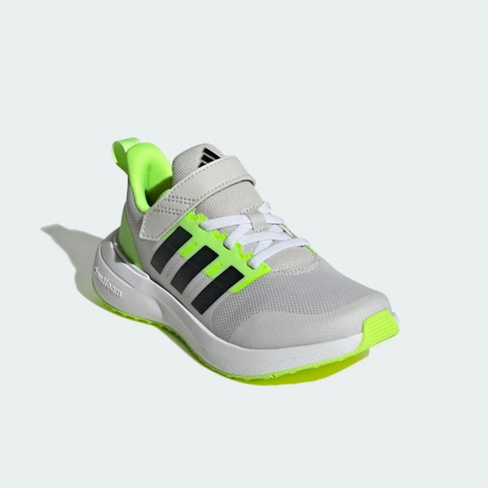 Size 2 Youth Adidas Kids' Sneakers in Light Gray and Bright Green